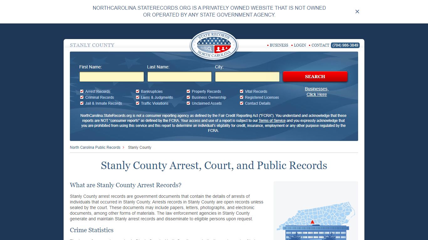Stanly County Arrest, Court, and Public Records