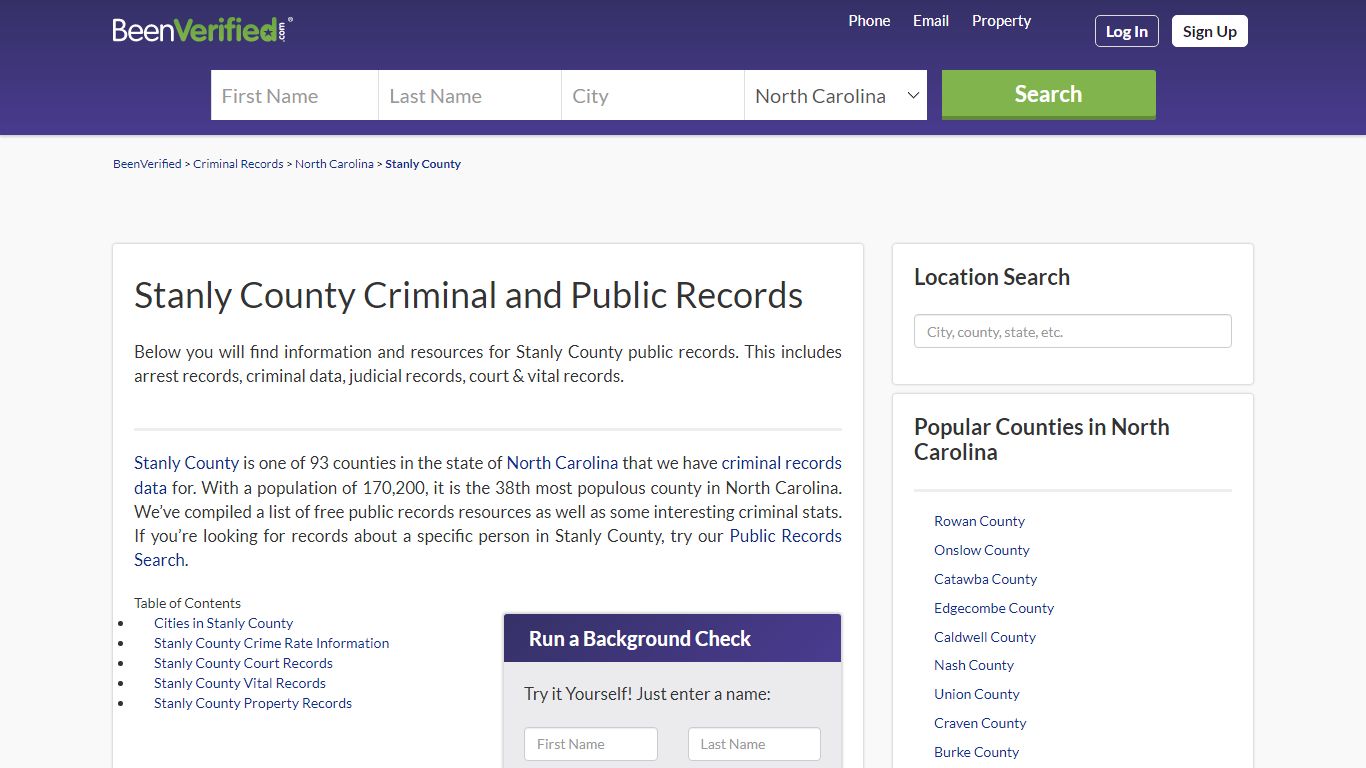 Stanly County Criminal and Public Records - BeenVerified