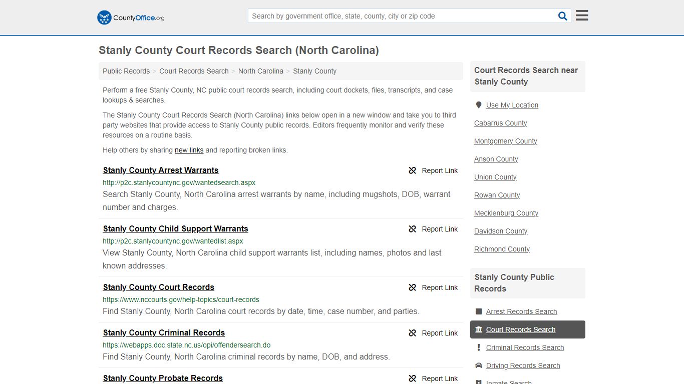 Court Records Search - Stanly County, NC (Adoptions, Criminal, Child ...